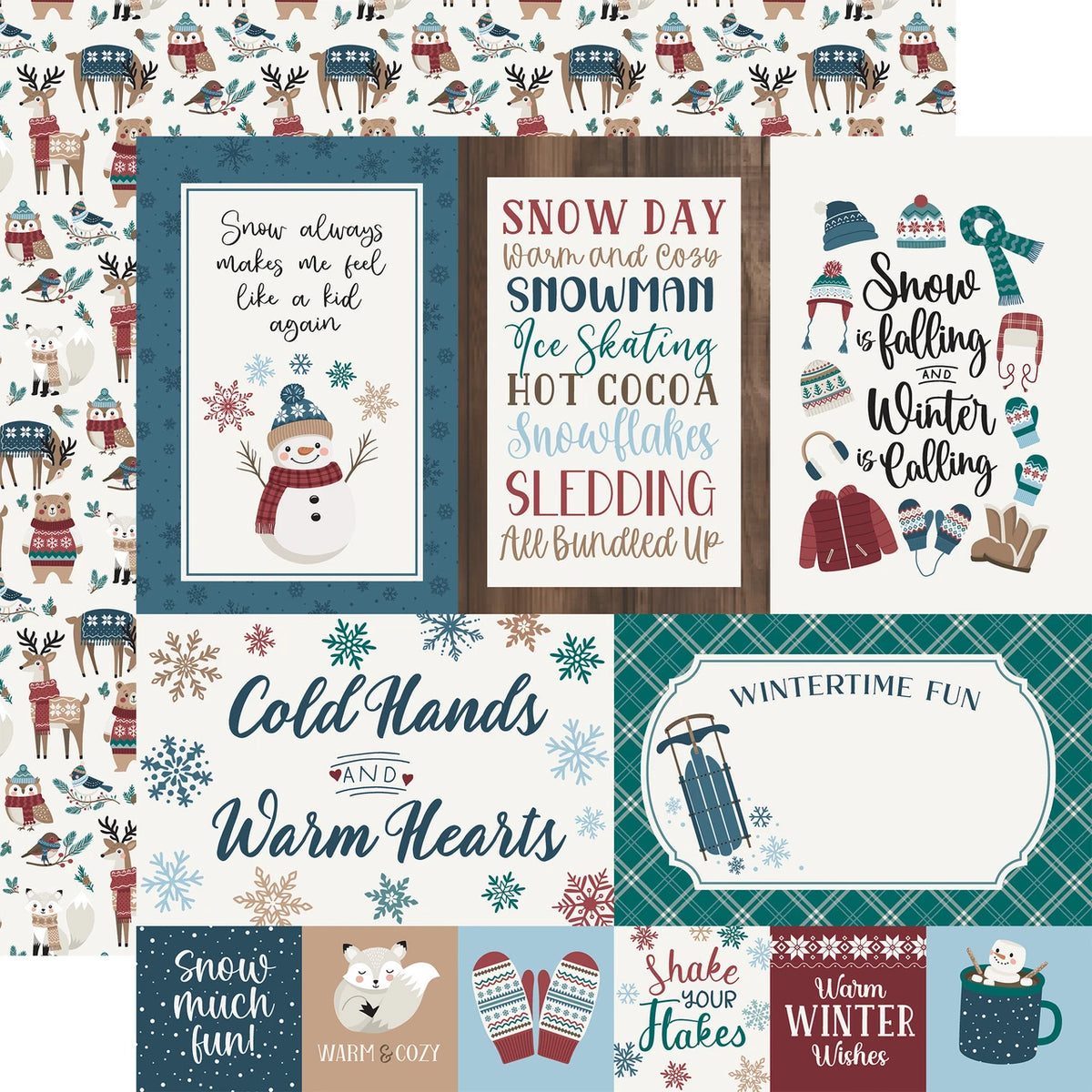 Echo Park Wonderful Winter Days 12 x 12 Collection Kit wwd539016 Snow Day Sentiments