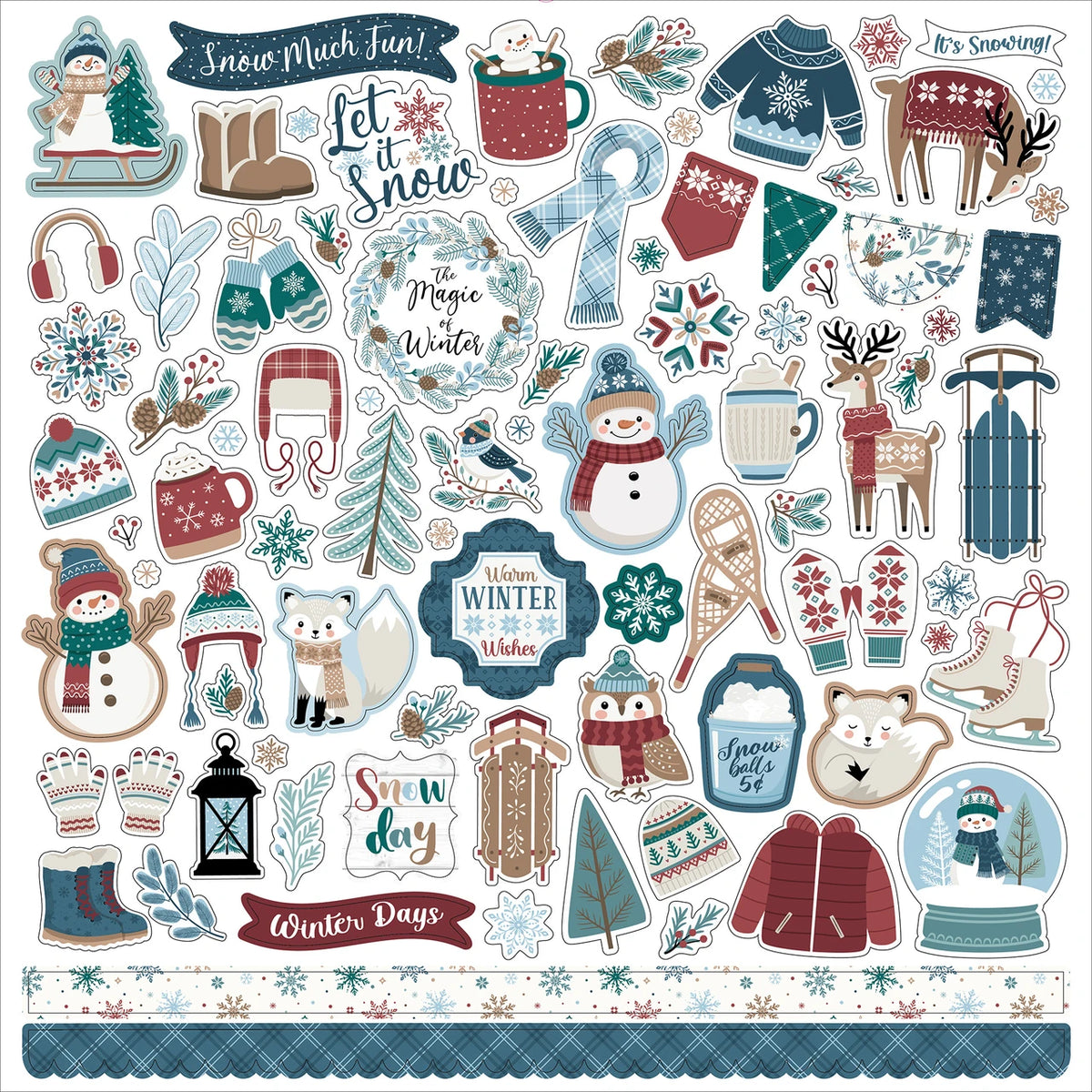 Echo Park Wonderful Winter Days 12 x 12 Collection Kit wwd539016 Stickers