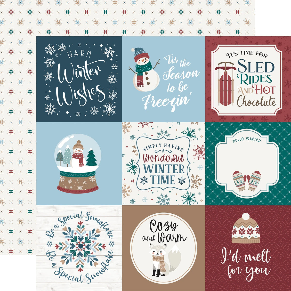 Echo Park Wonderful Winter Days 12 x 12 Collection Kit wwd539016 Tis The Season Sentiments