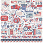 Echo Park Yankee Doodle 12 x 12 Collection Kit yd435016 Cardstock Stickers