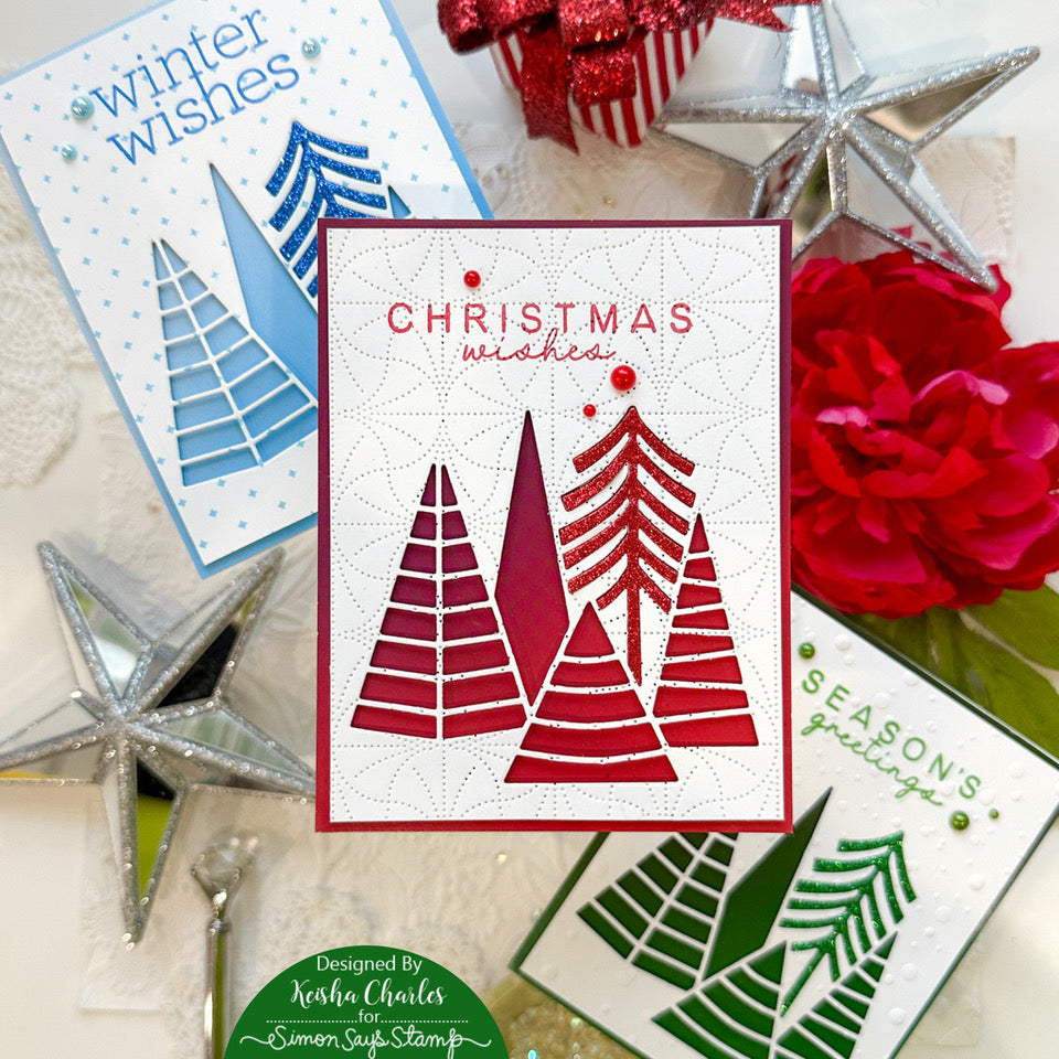 Simon Says Stamp Electric Tree Outlines Wafer Dies s900 All The Joy Christmas Cards