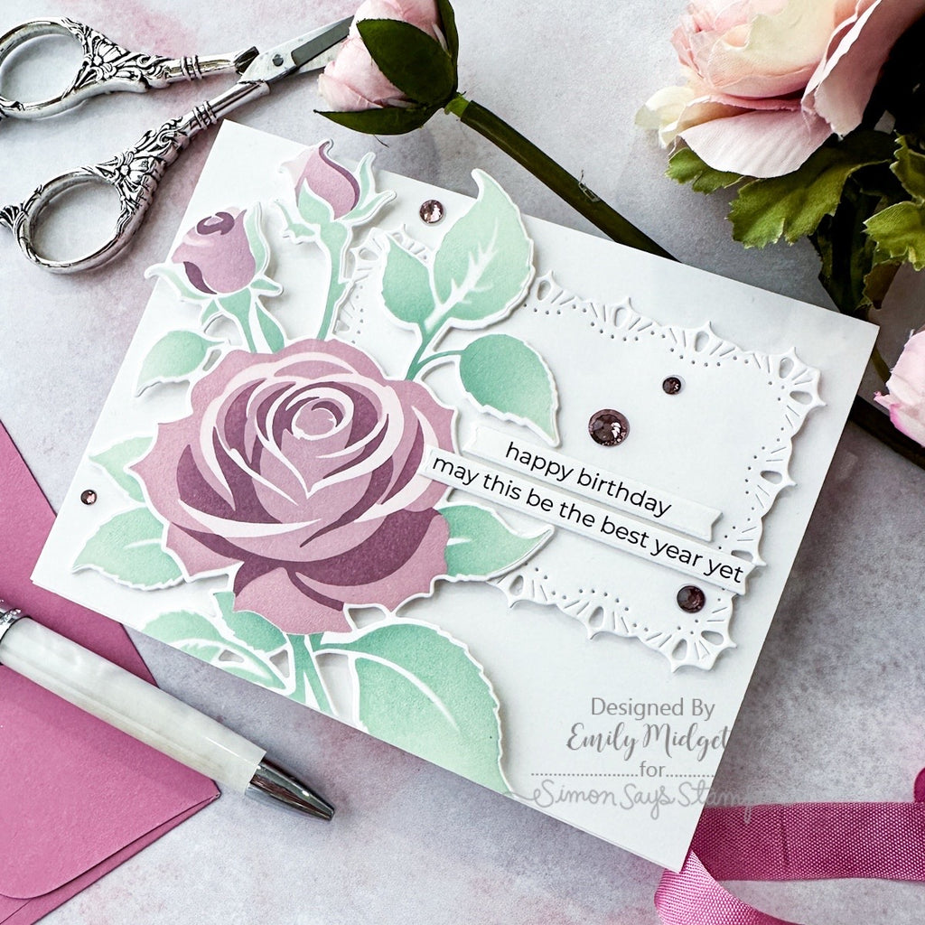 Simon Says Stamp Elegant Rose Wafer Dies 1389sdc STAMPtember Birthday Card | color-code:ALT01