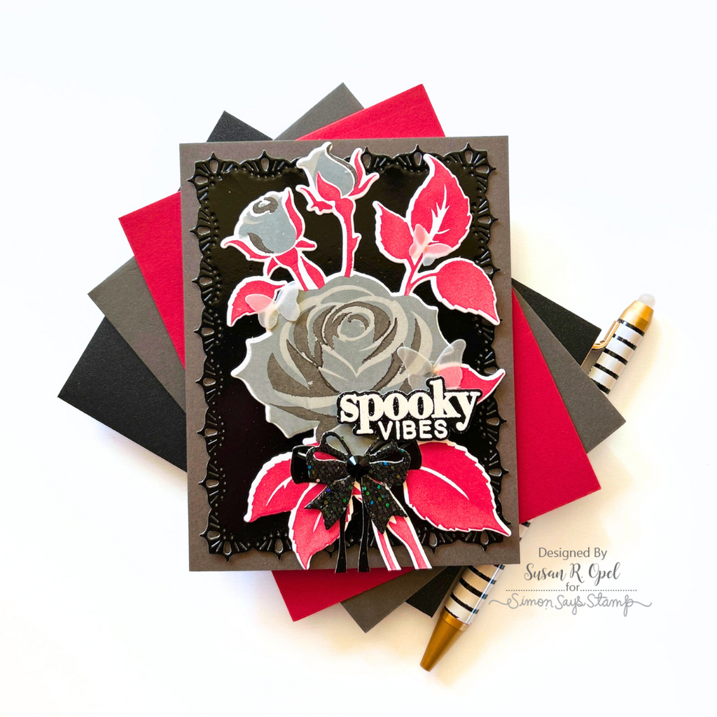 Simon Says Stamp Elegant Rose Wafer Dies 1389sdc STAMPtember Halloween Card