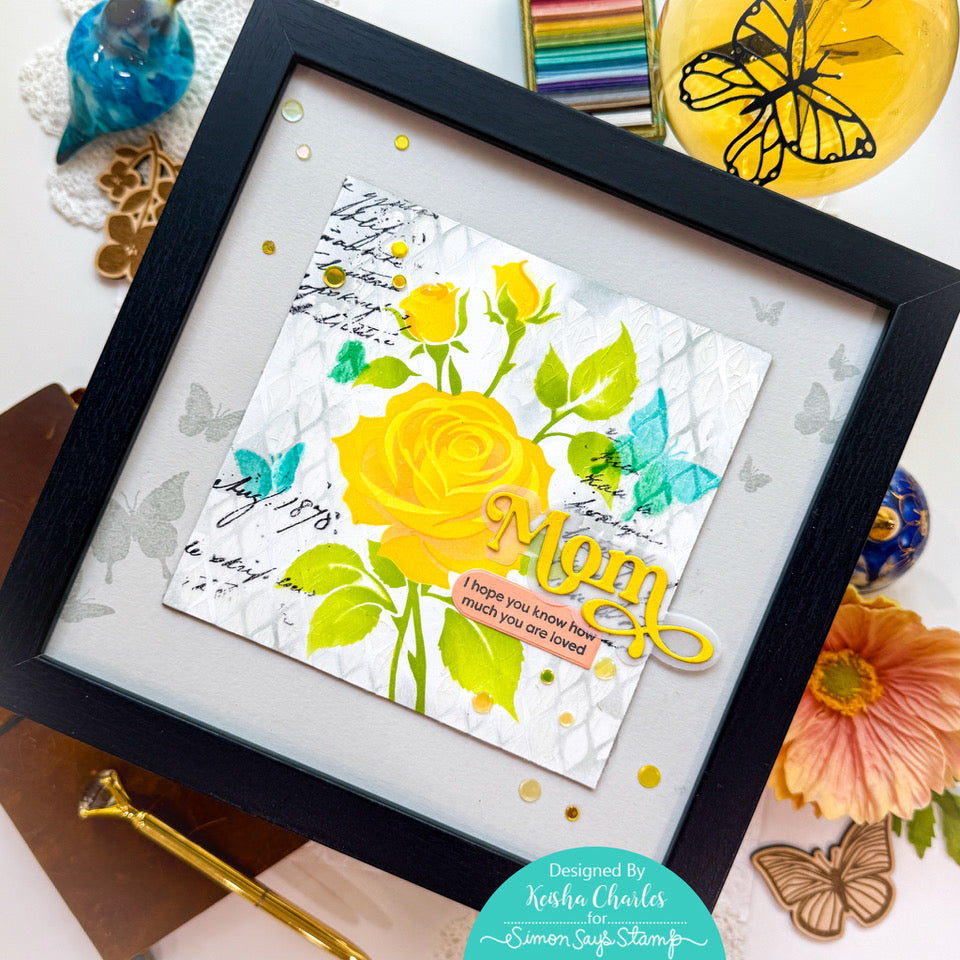 Simon Says Stamp Set of 4 Stencils Elegant Rose 1090st Mom Gift | color-code:ALT10