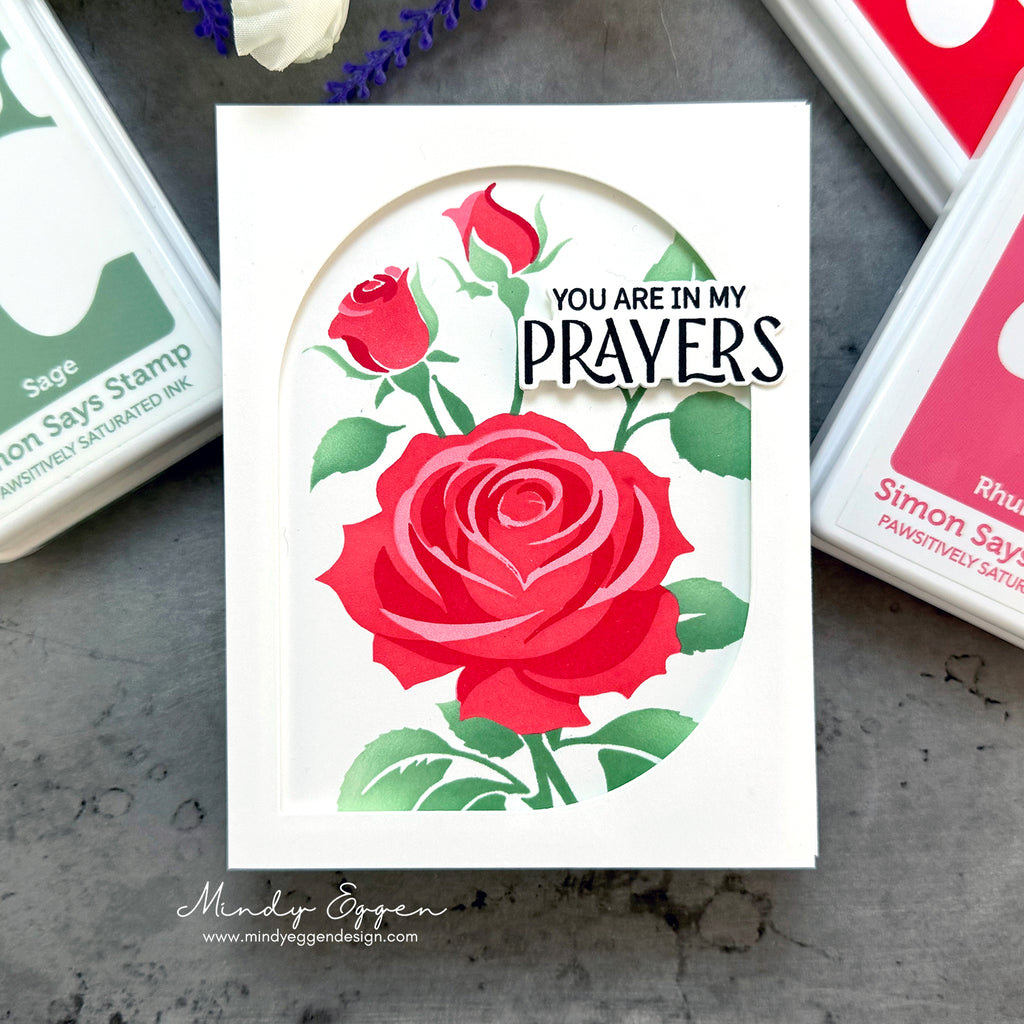 Simon Says Stamp Set of 4 Stencils Elegant Rose 1090st Prayers Card | color-code:ALT08