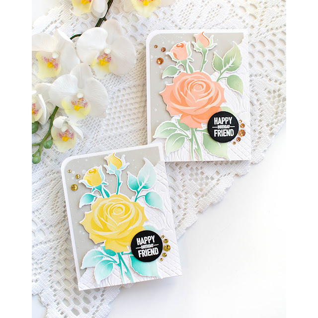 Simon Says Stamp Set of 4 Stencils Elegant Rose 1090st Birthday Cards | color-code:ALT14