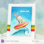 Purple Onion Designs Kalei Cling Stamp pod1340 surfer rabbit in swimsuit