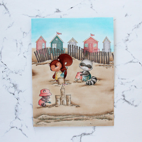 Purple Onion Designs Beach Fences And Boardwalk Cling Stamp pod1322 Sandcastle Playtime Card