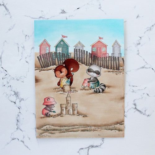 Purple Onion Designs Thaddeus Cling Stamp pod1337 Cabana Beach Fence Playtime Card
