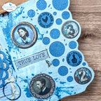 Elizabeth Craft Designs All Around Circles Dies 2365 woman in window blue background circles true love card