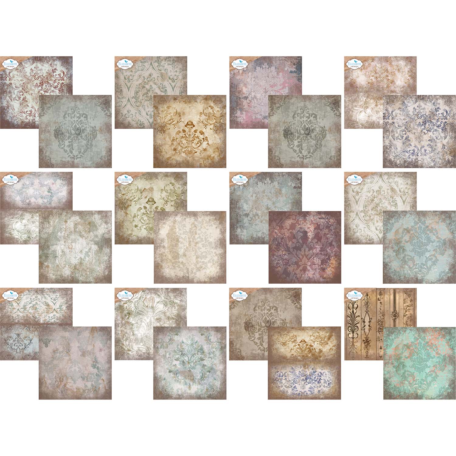 Elizabeth Craft Designs Backgrounds Volume 4 12x12 Paper c039 color