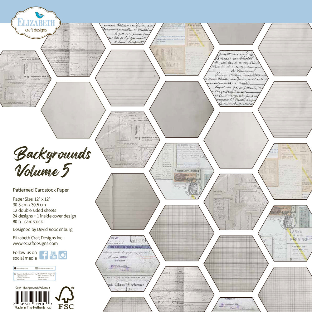 Elizabeth Craft Designs Backgrounds Volume 5 12x12 Paper c044