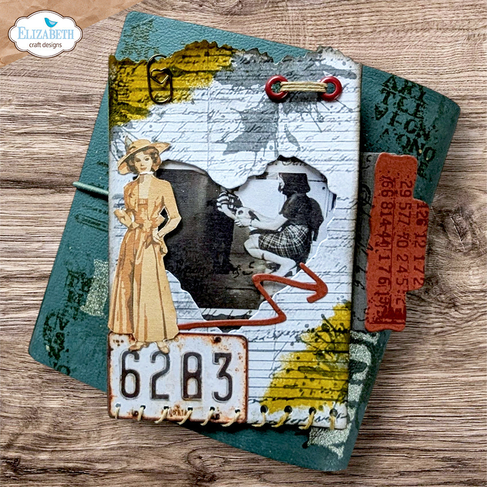 Elizabeth Craft Designs Backgrounds Volume 5 12x12 Paper c044 arrow woman and kid with soccer ball card