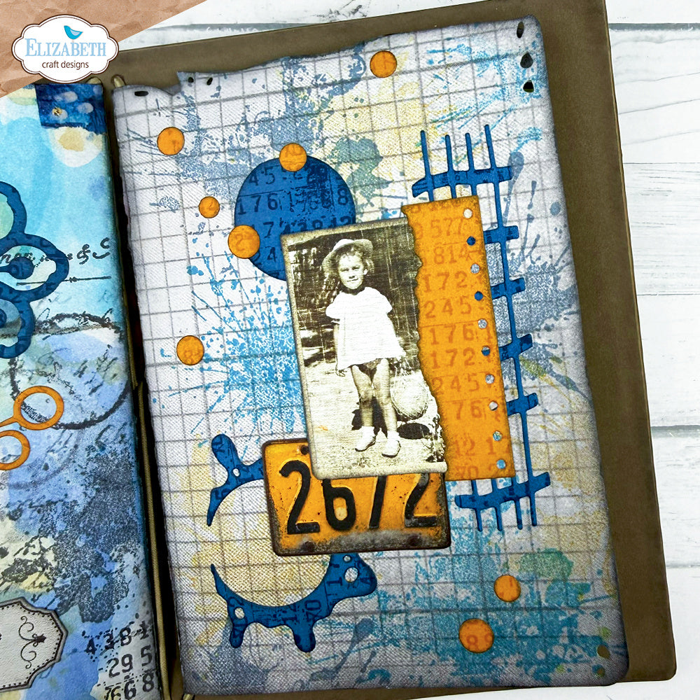 Elizabeth Craft Designs Backgrounds Volume 5 12x12 Paper c044 little girl in dress numbers yellow circles card