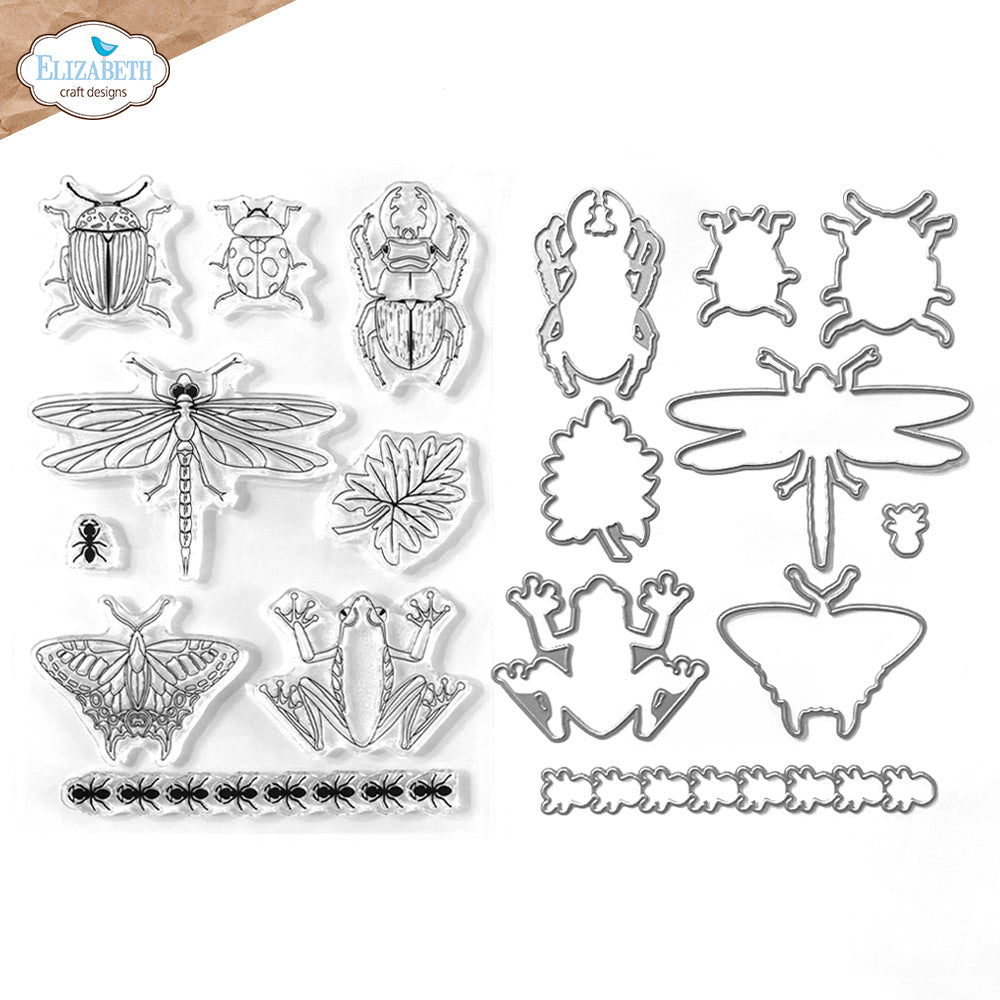 Elizabeth Craft Designs Beetles and Bugs Stamp and Die Set csd402