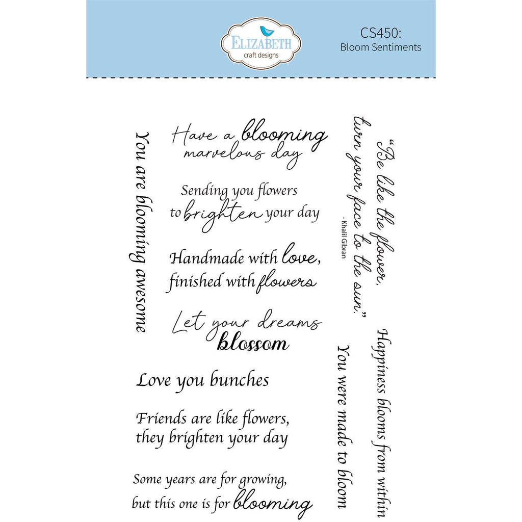 Elizabeth Craft Designs Bloom Sentiments Clear Stamps cs450
