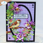 Elizabeth Craft Designs Bloom Wildly Sentiments Clear Stamps cs460 be like a wildflower purple bird card