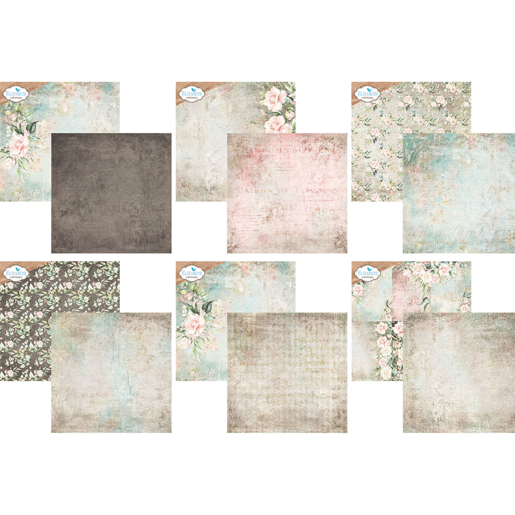 Elizabeth Craft Designs Bohemian Rose 12x12 Paper c037 sheets