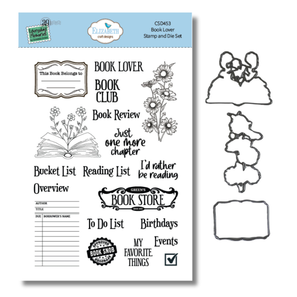 Elizabeth Craft Designs Book Lover Stamp and Die Set csd453