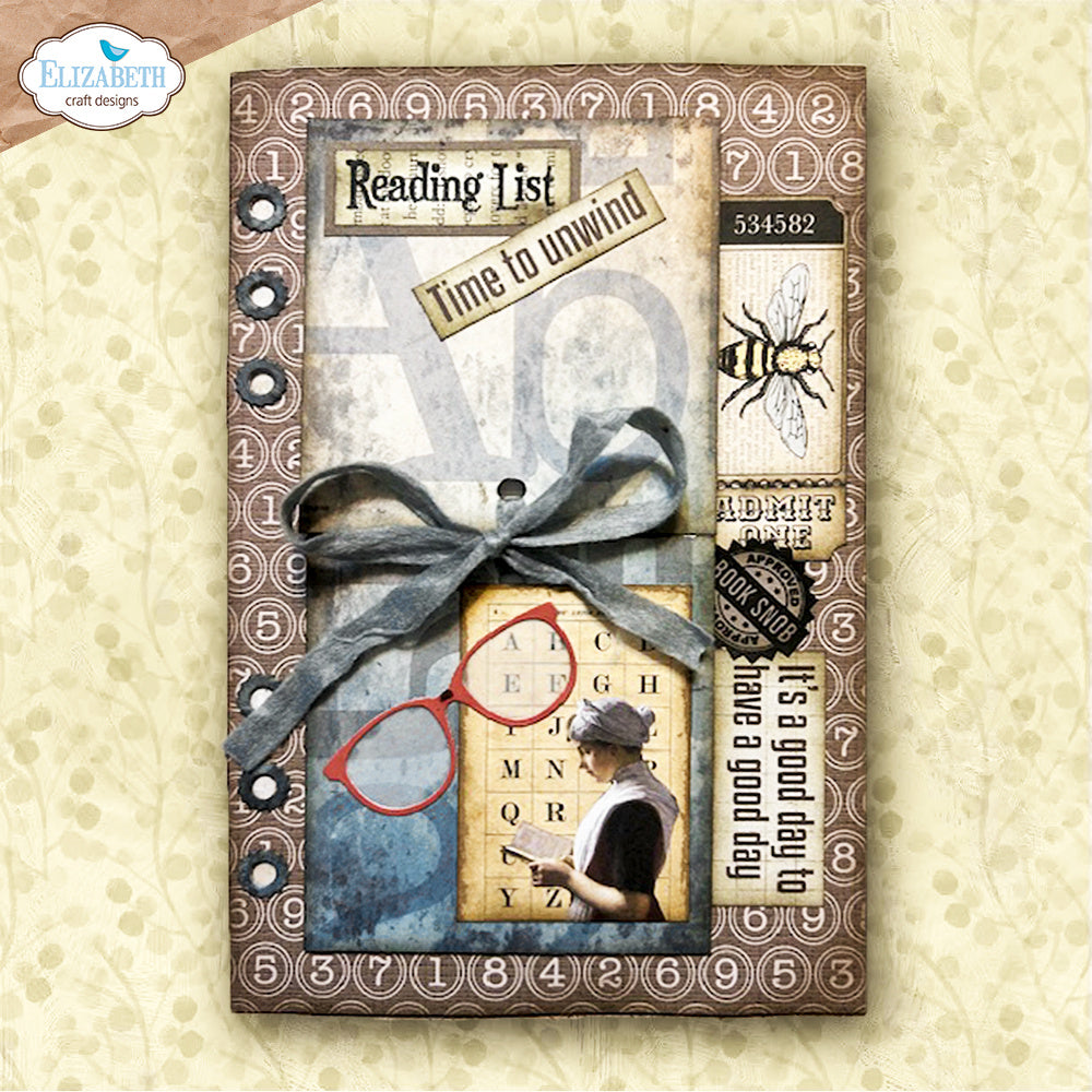 Elizabeth Craft Designs Book Lover Stamp and Die Set csd453 bumble bee
