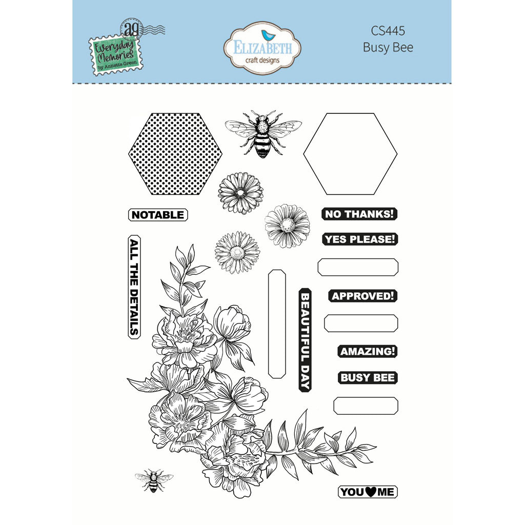 Elizabeth Craft Designs Busy Bee Clear Stamps cs445