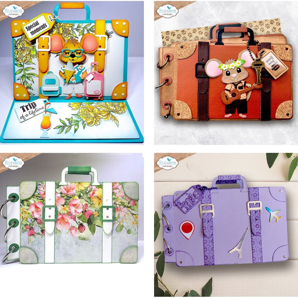 Elizabeth Craft Designs Camera and Suitcase Build a Book Dies 2354 fun vacation books