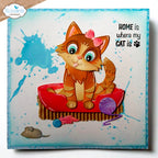 Elizabeth Craft Designs Cat Accessories Dies 2371 cat with cat bed yarn toys card