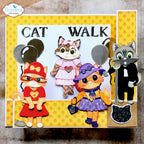 Elizabeth Craft Designs Cat Clothing Accessories Dies 2372 cats in dresses balloons cat walk card