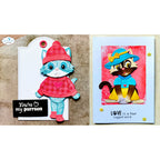 Elizabeth Craft Designs Cat Clothing Accessories Dies 2372 cats with hats love is a four legged word card