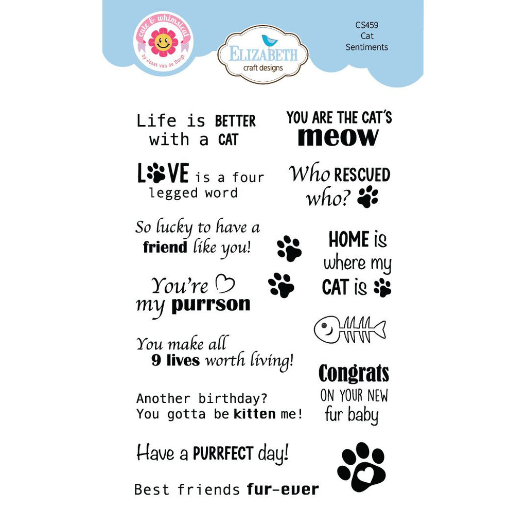 Elizabeth Craft Designs Cat Sentiments Clear Stamps cs459