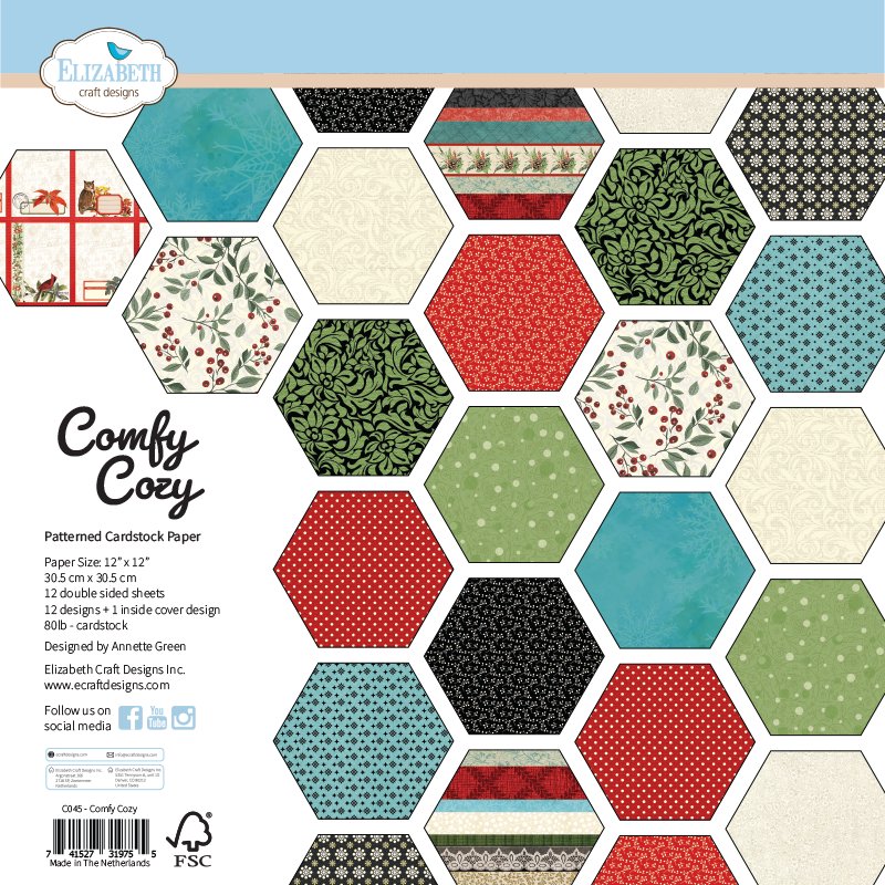 Elizabeth Craft Designs Comfy Cozy 12x12 Paper c045