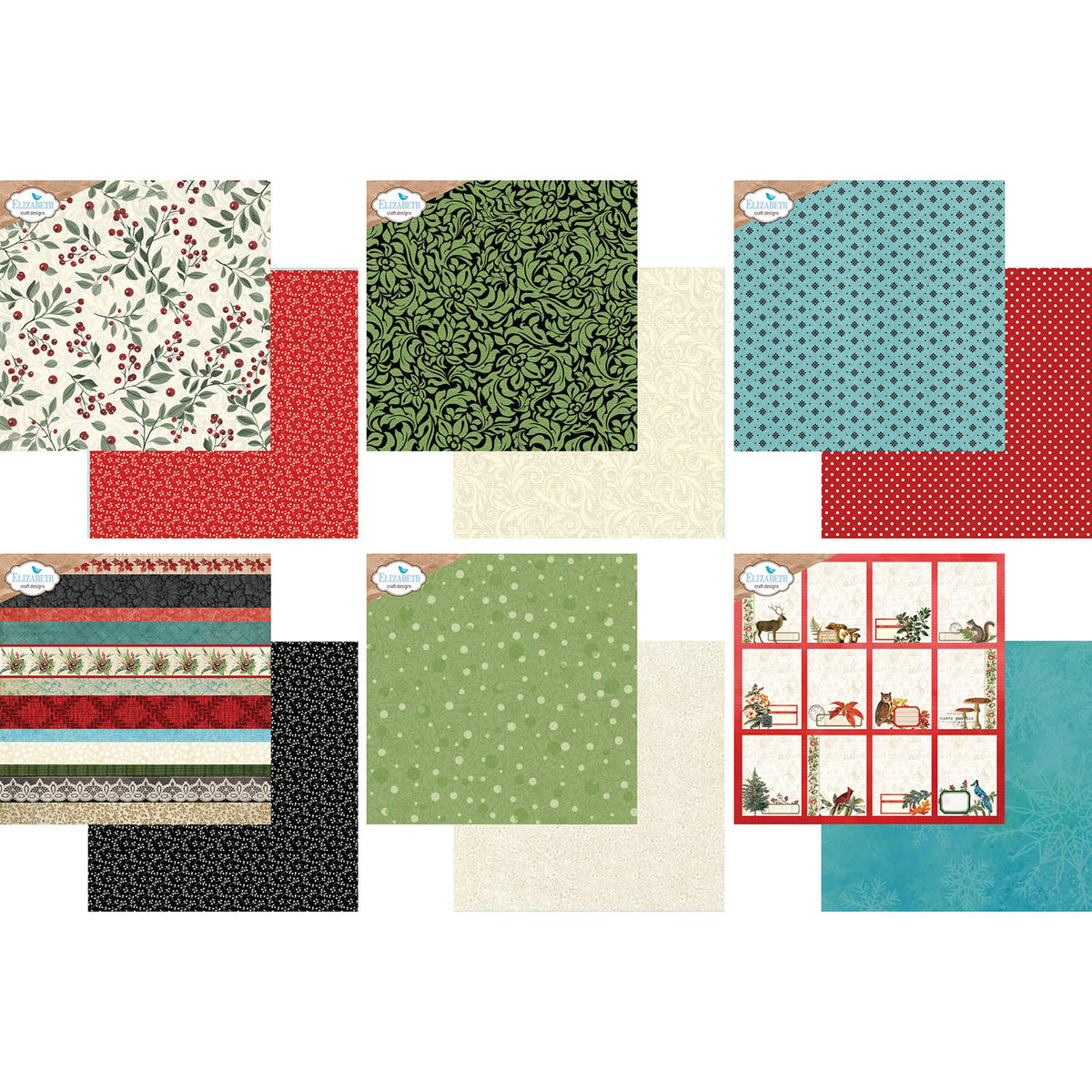 Elizabeth Craft Designs Comfy Cozy 12x12 Paper c045 sheets