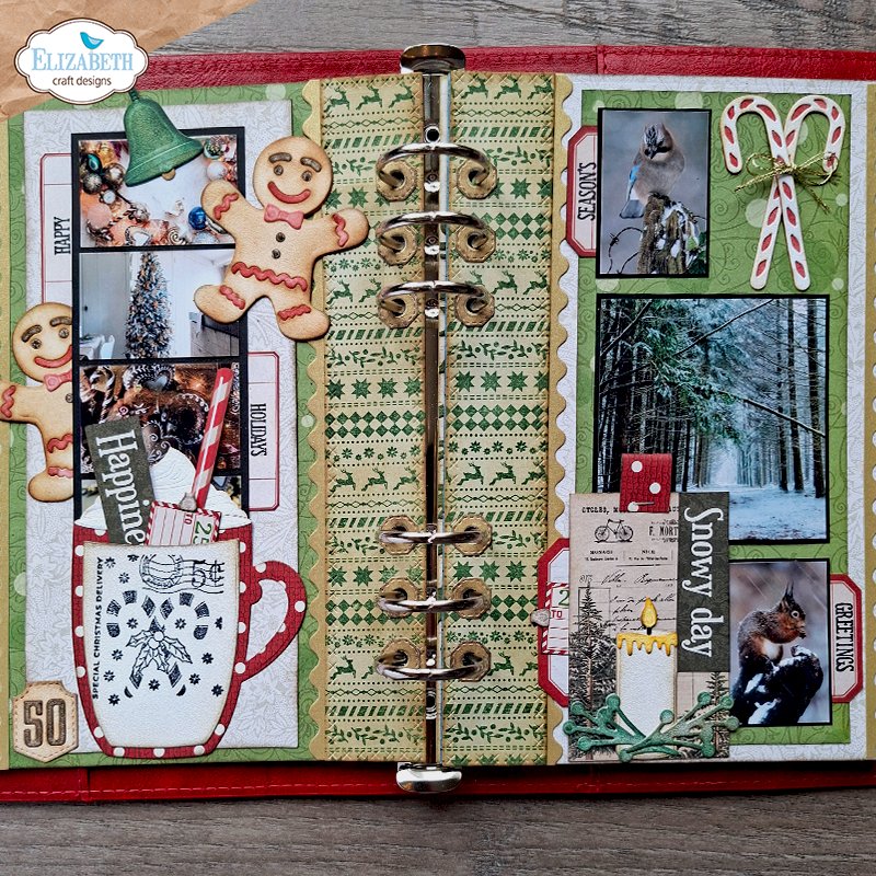 Elizabeth Craft Designs Cozy Season and Reinforcement Strip Dies 2391 gingerbread men candy canes mug cup snowy day journal