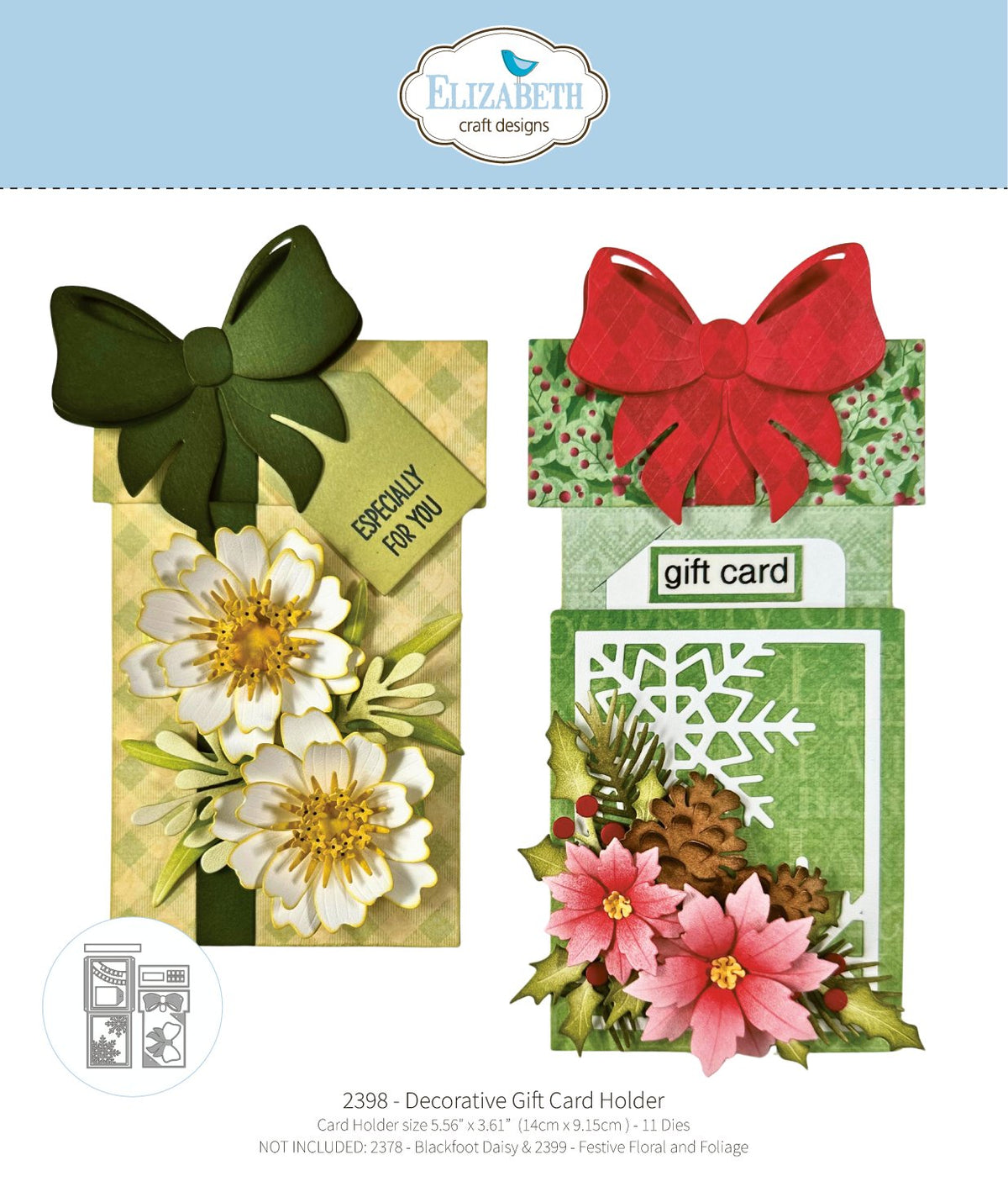 Elizabeth Craft Designs Decorative Gift Card Holder Dies 2398