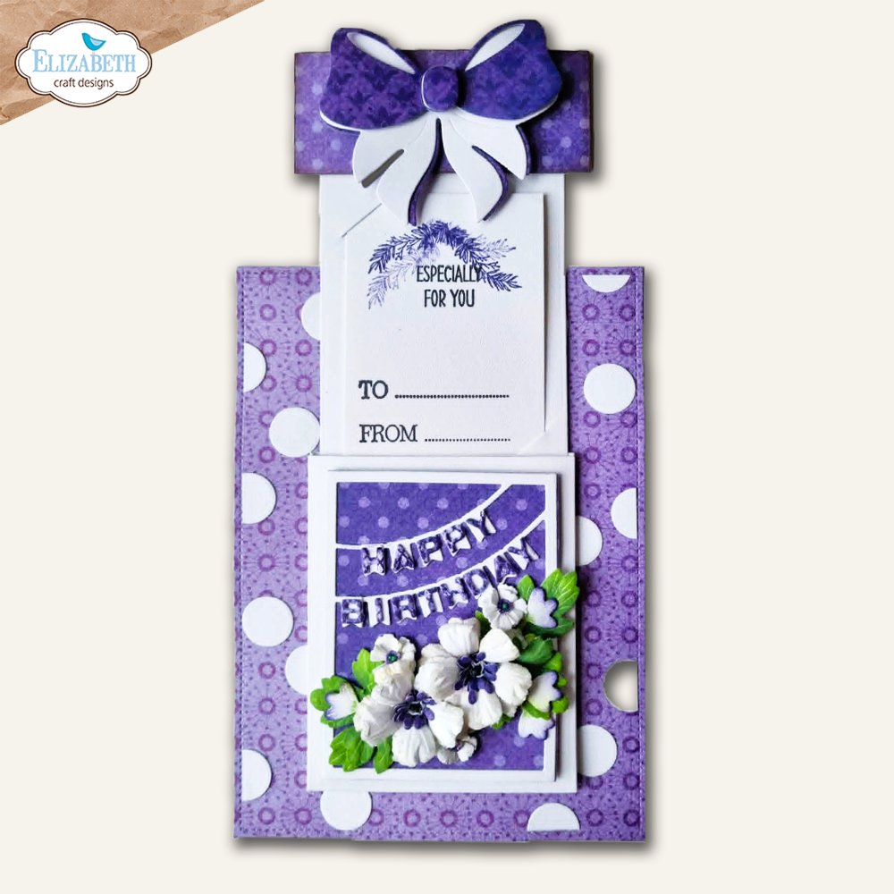 Elizabeth Craft Designs Decorative Gift Card Holder Dies 2398 purple especially for you happy birthday  card