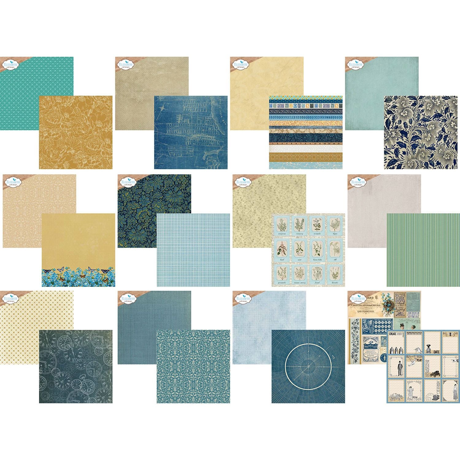 Elizabeth Craft Designs Delightful Discovery 12x12 Paper c041 sheets