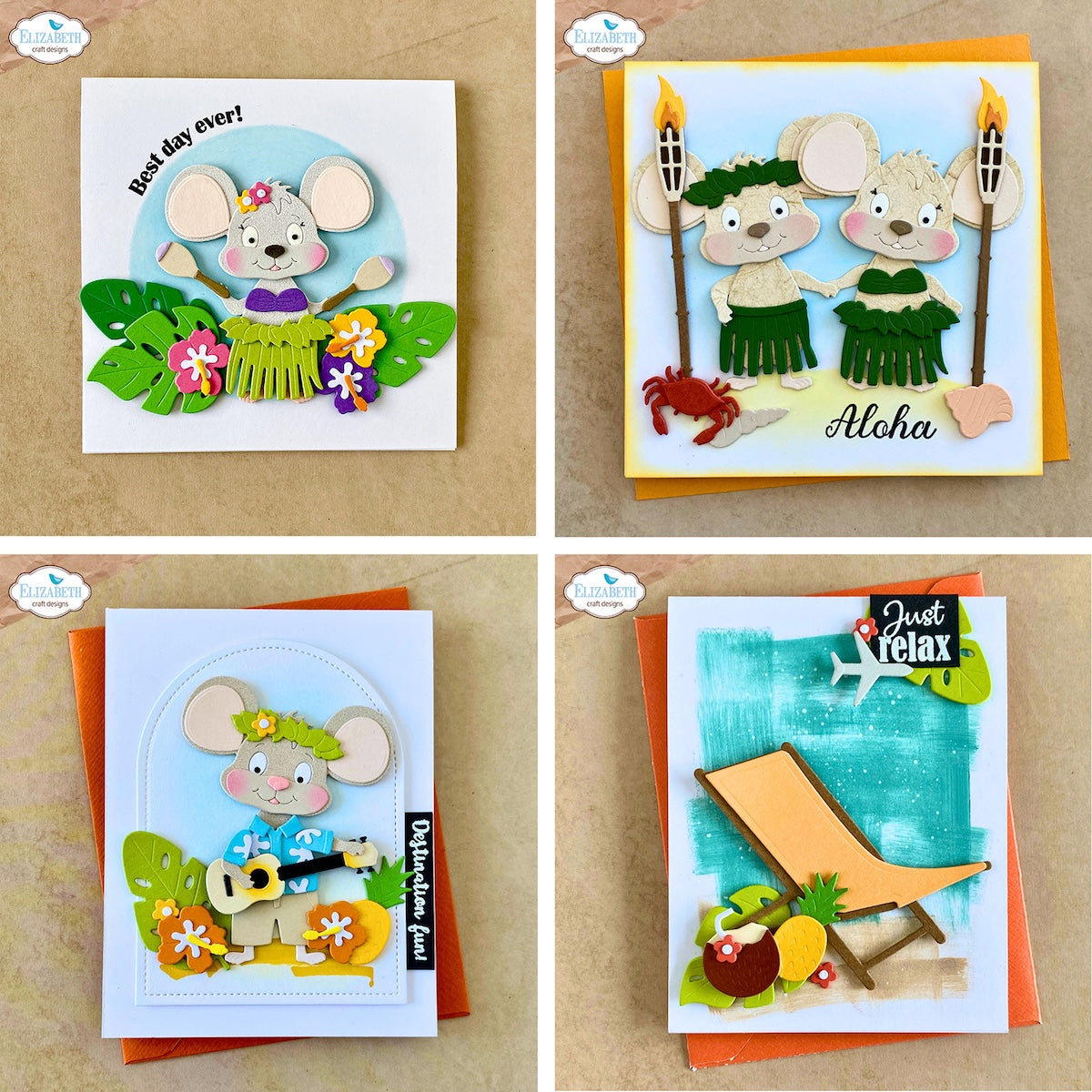 Elizabeth Craft Designs Destination Fun Sentiments Clear Stamps cs451 hula time