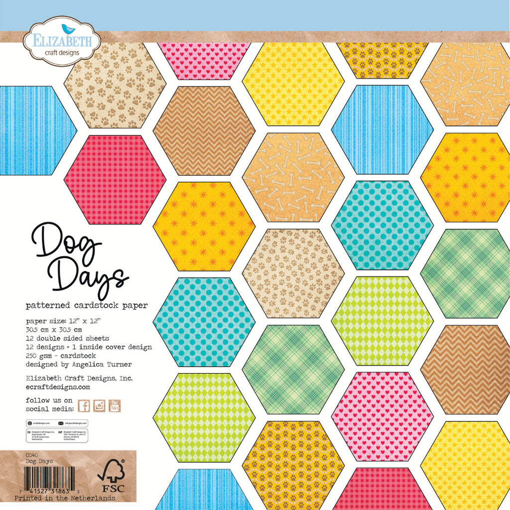 Elizabeth Craft Designs Dog Days 12x12 Paper c040
