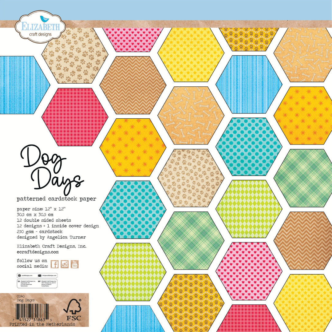 Elizabeth Craft Designs Dog Days 12x12 Paper c040
