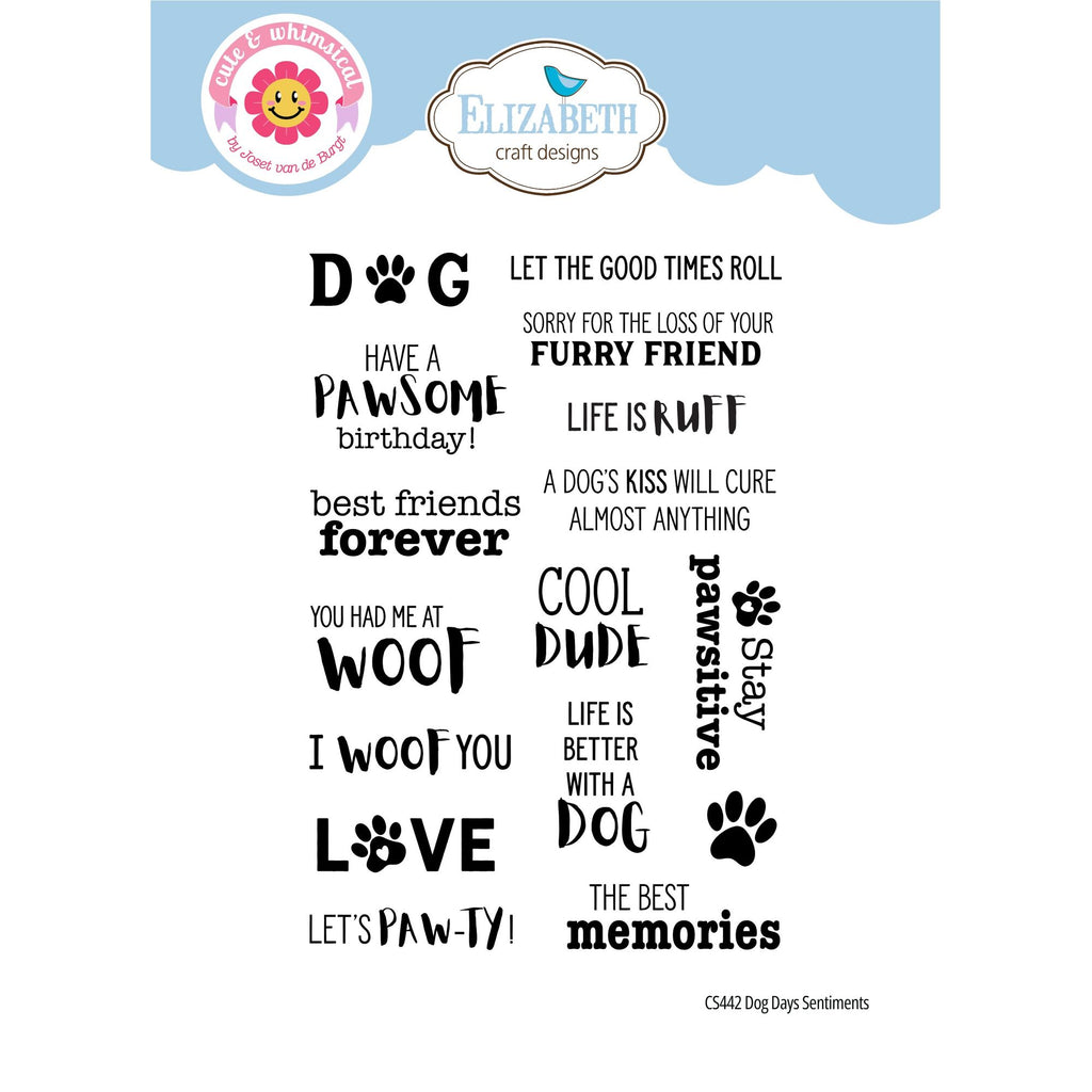 Elizabeth Craft Designs Dog Days Sentiments Clear Stamps cs442