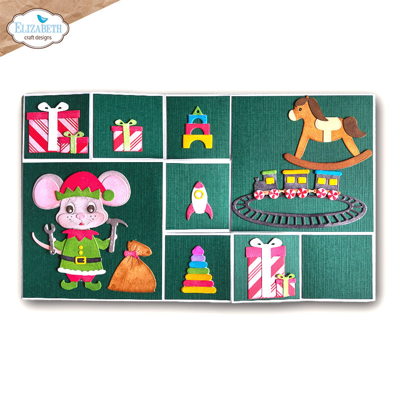 Elizabeth Craft Designs Elf Dies 2388 space ship elf mouse presents toys card