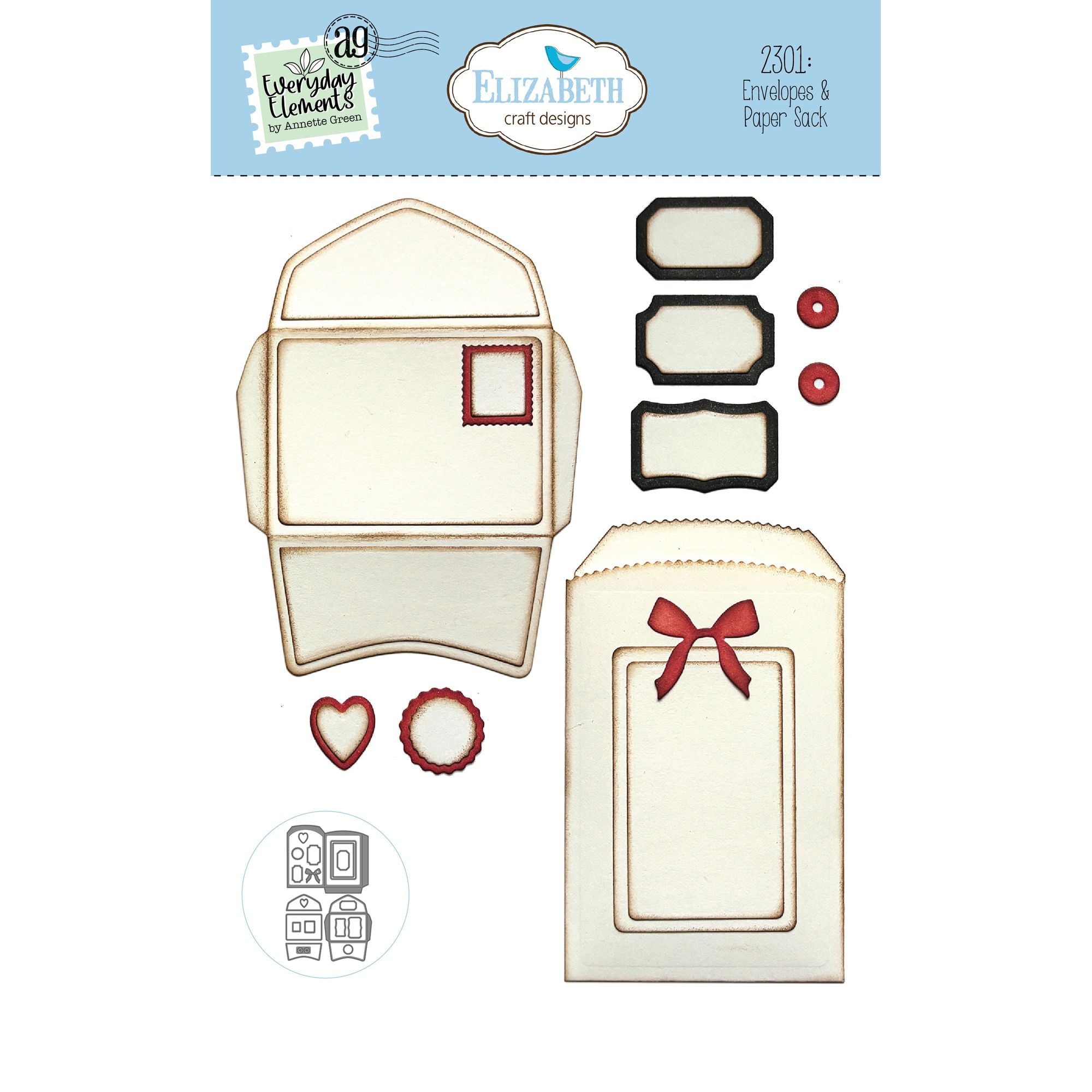 Elizabeth Craft Designs Envelopes and Paper Sack Dies 2301