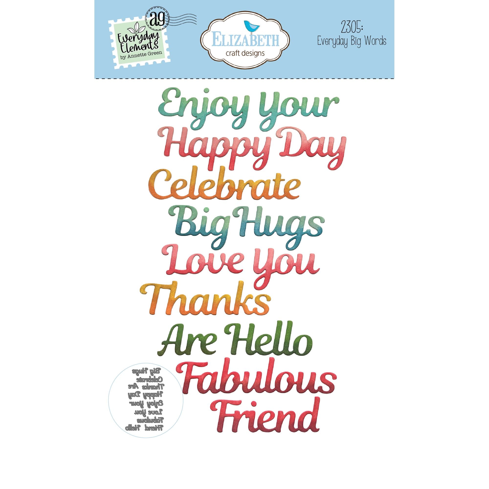 Elizabeth Craft Designs Everyday Big Words Dies 2305
