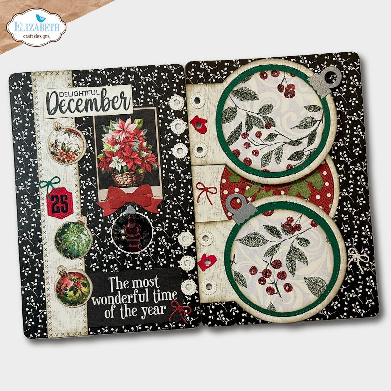 Elizabeth Craft Designs Everyday Ephemera 3 and Reinforcements and Accents Dies Bundle ornaments poinsettia flowers leaves and berries