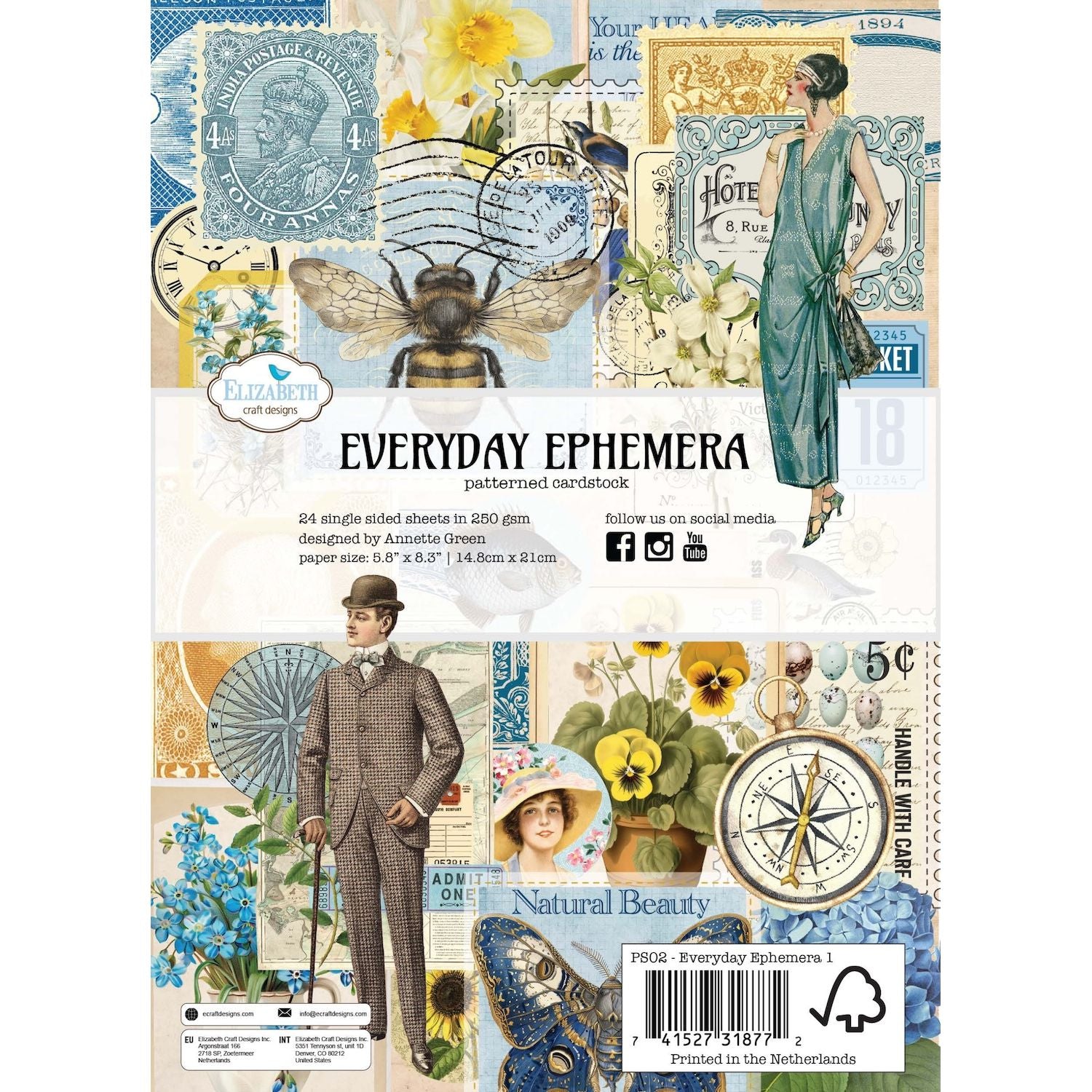 Elizabeth Craft Designs Everyday Ephemera Patterned Cardstock ps02
