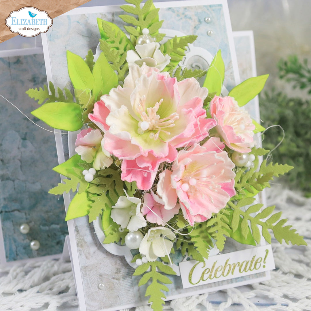 Elizabeth Craft Designs Fern and Greenery Dies 2308 celebrate
