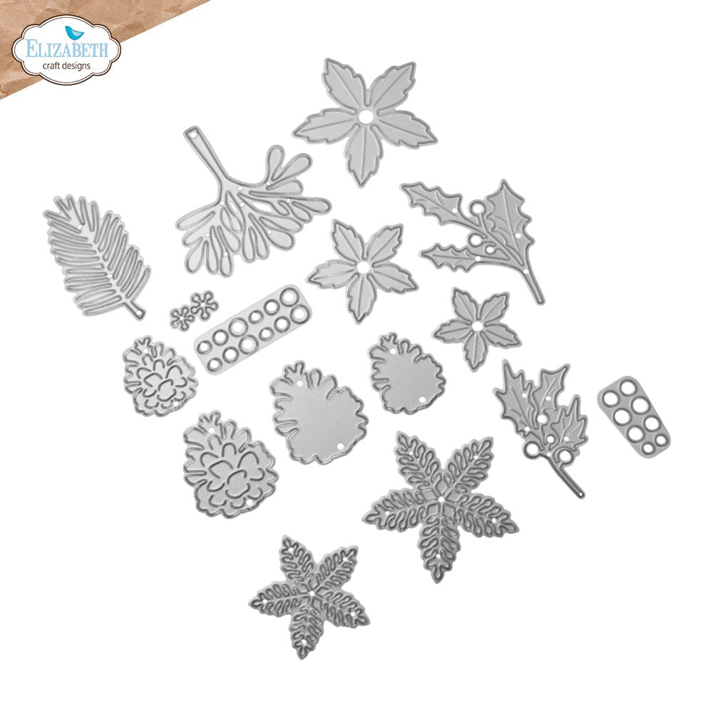 Elizabeth Craft Designs Festive Floral and Foliage Dies 2399 inside contents