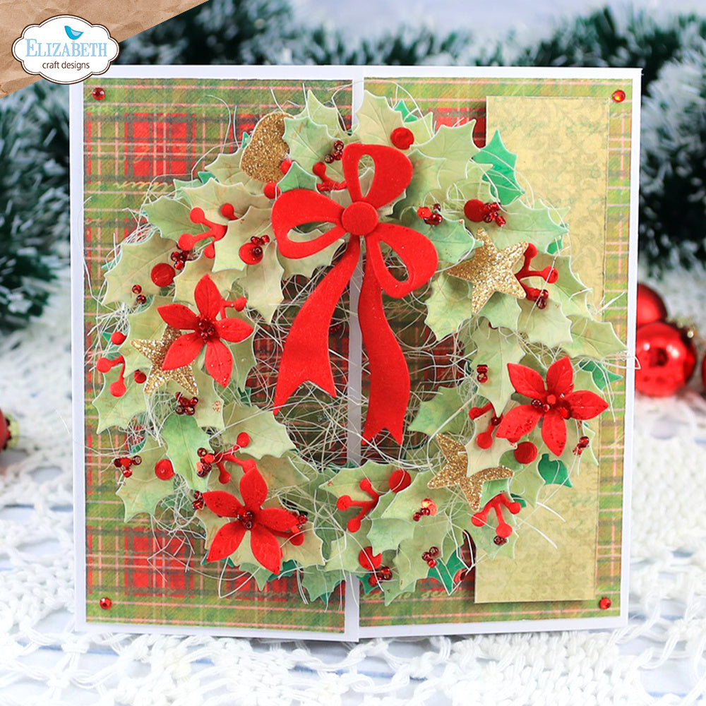 Elizabeth Craft Designs Festive Holly 12x12 Paper Pad c034 bow
