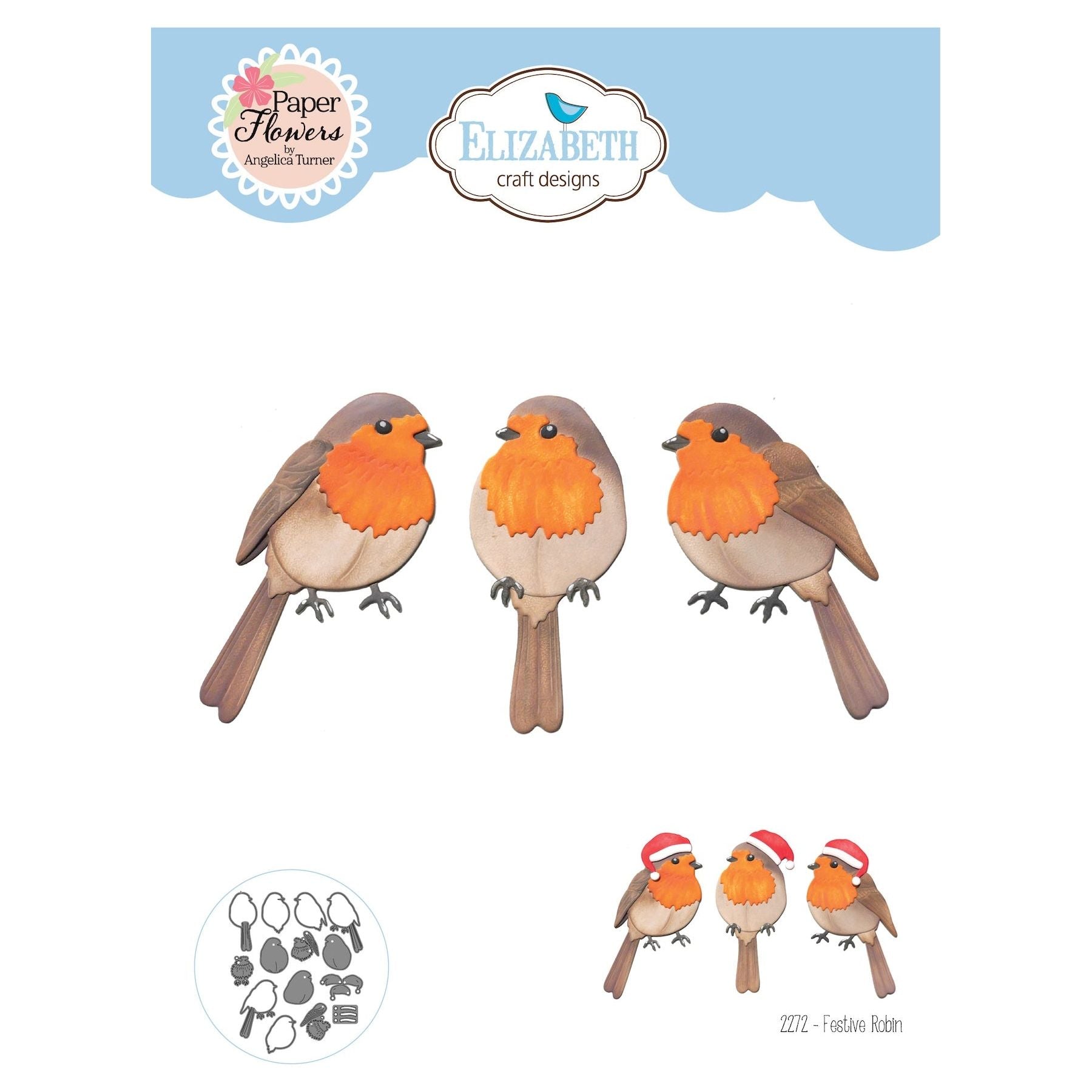 Elizabeth Craft Designs Festive Robin Dies 2272