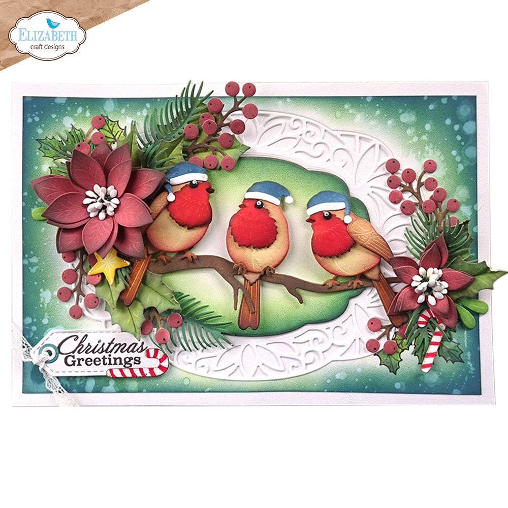 Elizabeth Craft Designs Festive Robin Dies 2272 greetings